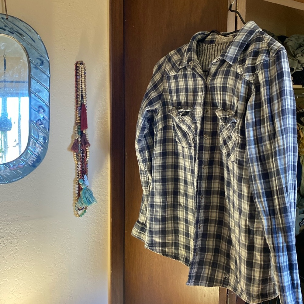 Two Lovestitch size M flannel style tops.